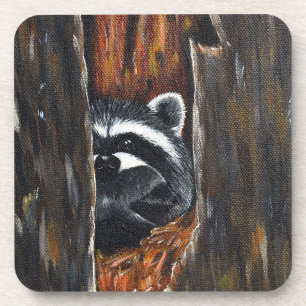Mama and Baby Racoon Painting Coaster
