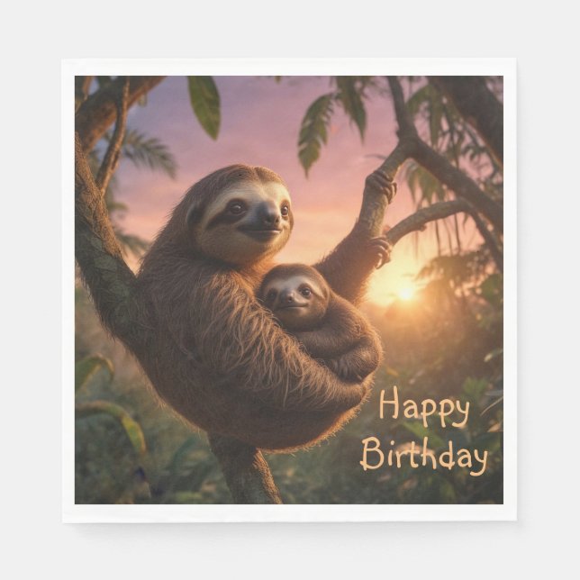 Mama and Baby Sloth Napkin (Front)