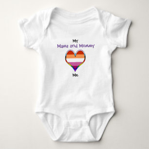 Mama and Mummy Rainbow Heart Baby Bodysuit