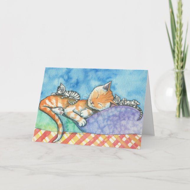 Mama and the Twins Cats Card by Molly Harrison (Front)