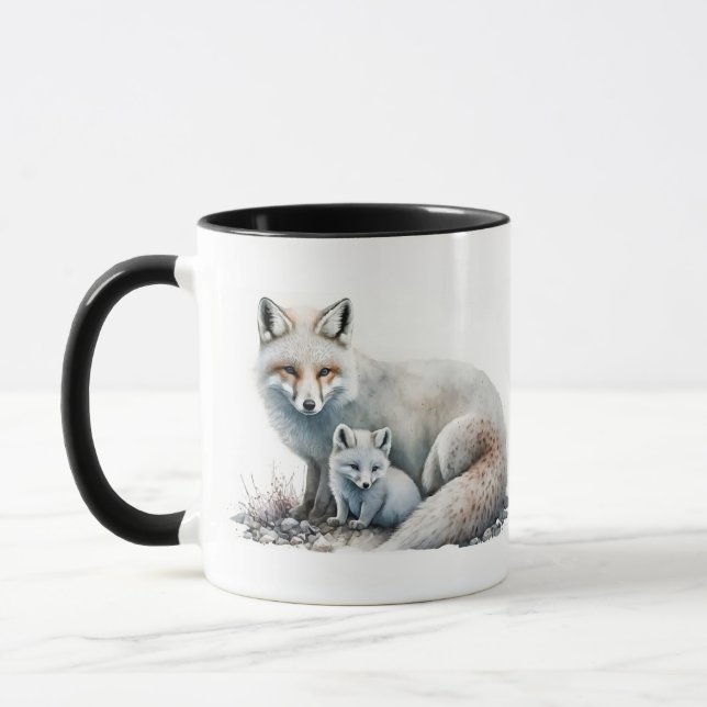 Mama Arctic Fox and Kit Mug (Left)