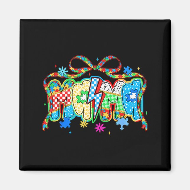 Mama autism awareness autistic support coquette magnet (Front)