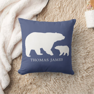 Mama Baby Bear Blue Cushion