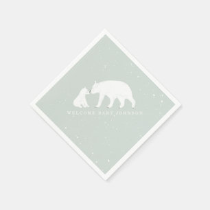 Mama Baby Bear Blue Winter Baby Shower Napkin