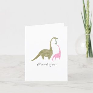 Mama Baby Dinosaur Pink Baby Shower Thank You Card