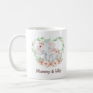Mama & Baby Elephant – Personalised Family Coffee Mug