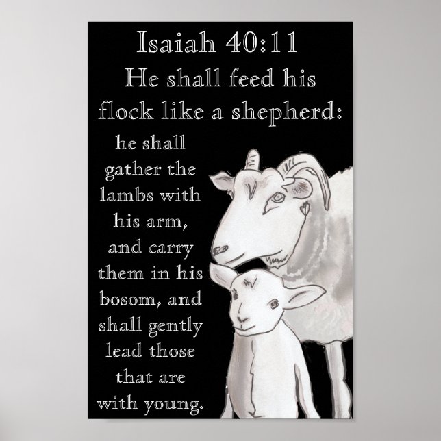 Mama & Baby Lamb Bible Quote Poster (Front)
