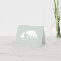 Mama Baby Polar Bear Blue Baby Shower Thank You