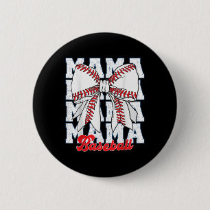 Mama Baseball Coquette Bow Game Day Baseball Mum M 6 Cm Round Badge