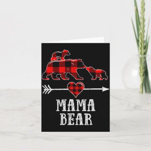 Mama Bear 2 Cubs Shirt, Christmas Mama Bear Plaid  Card
