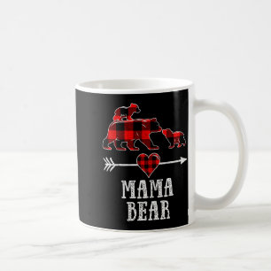 Mama Bear 2 Cubs Shirt, Christmas Mama Bear Plaid Coffee Mug