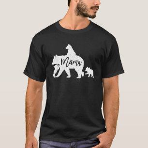Mama Bear 3 Baby Bear Cubs Following Riding on Bac T-Shirt
