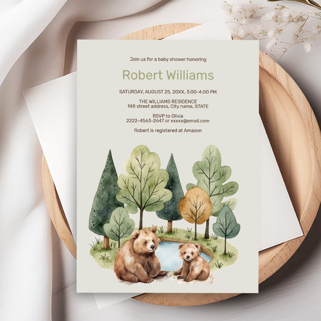 Mama bear adventure awaits baby shower invitation  (Forest theme baby shower invitation
)