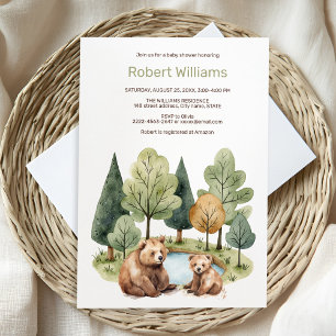 Mama bear adventure awaits baby shower invitation 