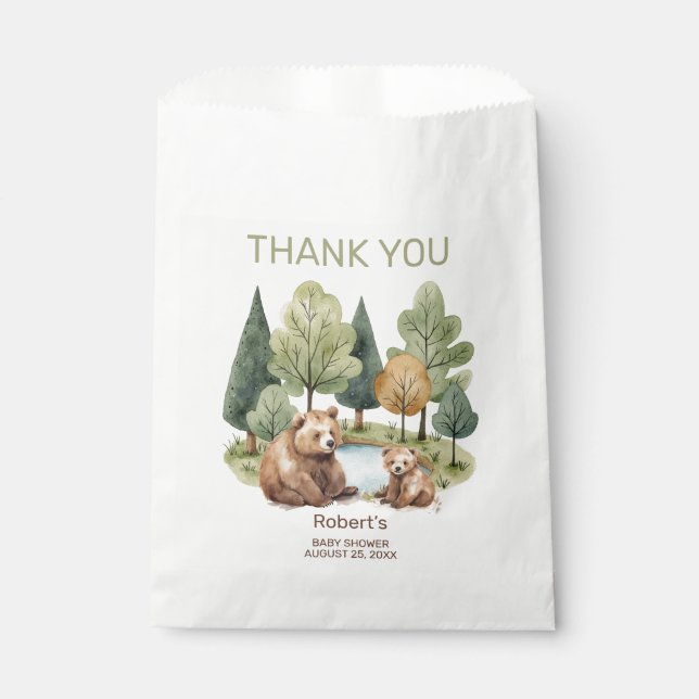 Mama bear adventure awaits baby shower invitation  favour bag (Front)