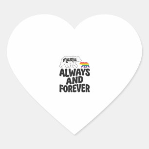 Mama Bear Always And Forever Vintage Rainbow Shirt Heart Sticker