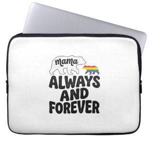 Mama Bear Always And Forever Vintage Rainbow Shirt Laptop Sleeve