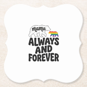Mama Bear Always And Forever Vintage Rainbow Shirt Paper Coaster