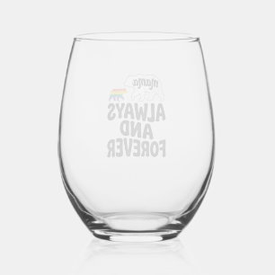 Mama Bear Always And Forever Vintage Rainbow Shirt Stemless Wine Glass