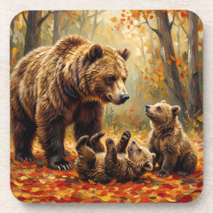 Mama Bear and Cubs Drink Coaster