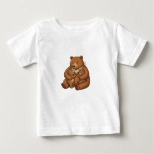 Mama Bear and Cubs Floral Cottagecore Illustration Baby T-Shirt