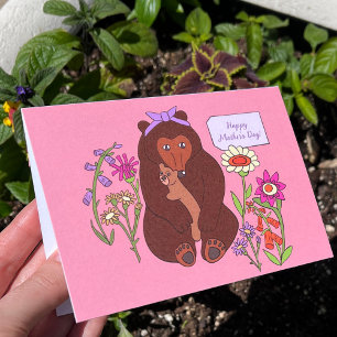 Mama Bear and Flowers Cute Mother's Day Card