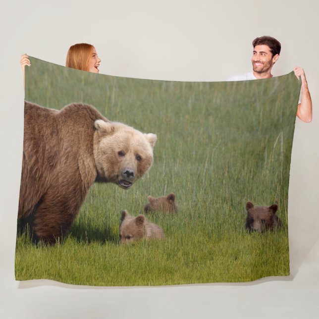 MAMA BEAR and HER CUBS Fleece Blanket (In Situ)