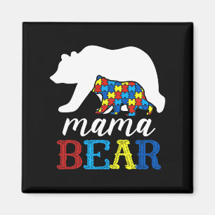 Mama Bear Autism Awareness Puzzle Mum Gift Magnet