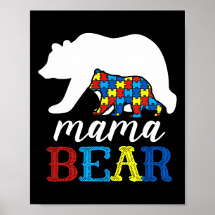 Mama Bear Autism Awareness Puzzle Mum Gift Poster