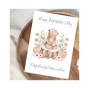 Mama Bear Baby Bear Floral First Mother's Day Card