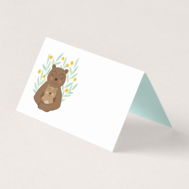Mama Bear Baby Shower Place Cards Gender Neutral (Front)