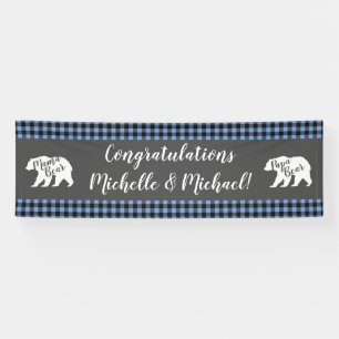 Mama Bear Baby Shower Woodland Lodge Boy Blue Banner