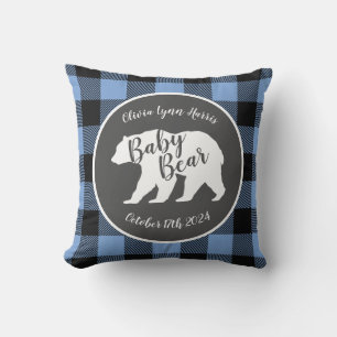 Mama Bear Baby Shower Woodland Lodge Boy Blue Cushion