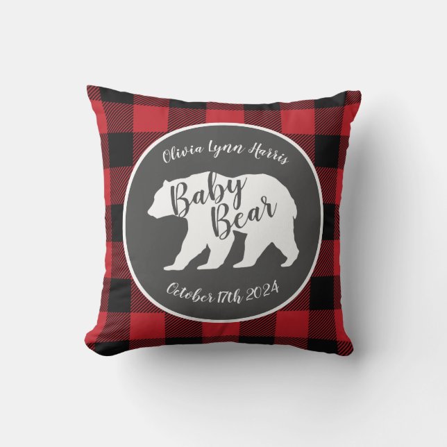 Mama Bear Baby Shower Woodland Lodge Cushion (Front)