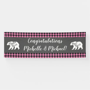 Mama Bear Baby Shower Woodland Lodge Girl Pink Banner