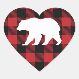 Mama Bear Baby Shower Woodland Lodge Heart Sticker