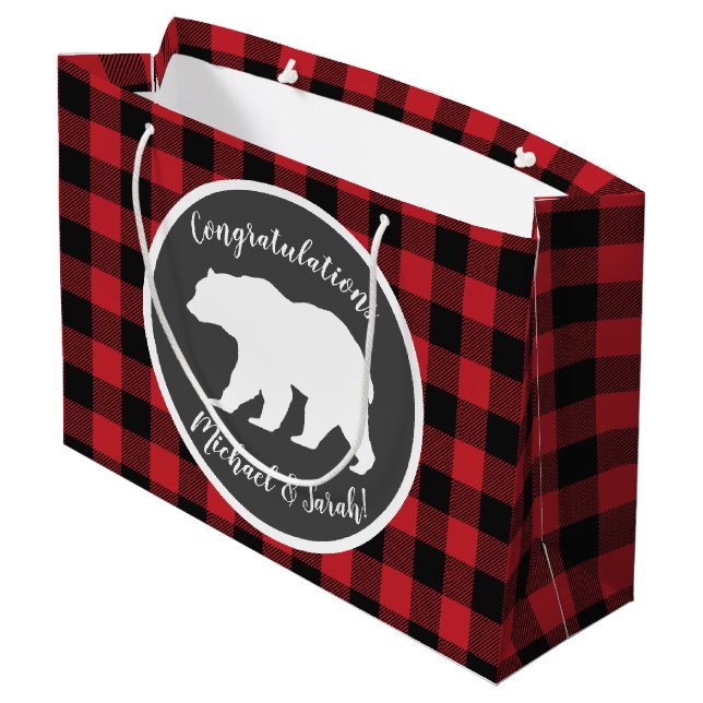 Mama Bear Baby Shower Woodland Lodge Large Gift Bag (Back Angled)