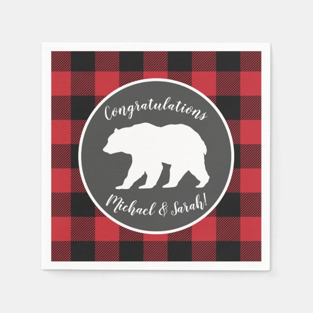 Mama Bear Baby Shower Woodland Lodge Napkin (Front)