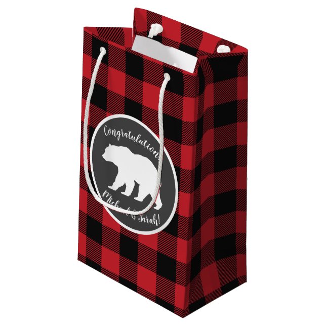 Mama Bear Baby Shower Woodland Lodge Small Gift Bag (Back Angled)