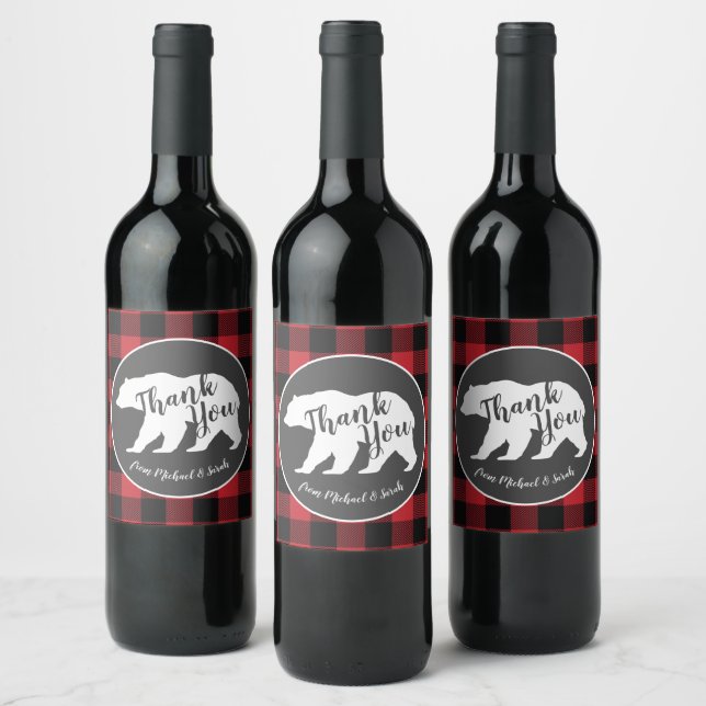 Mama Bear Baby Shower Woodland Lodge Wine Label (Bottles)