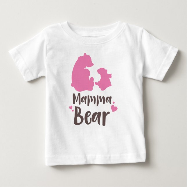 Mama Bear, Bear Cub, Cute Bear, Little Bear, Heart Baby T-Shirt (Front)