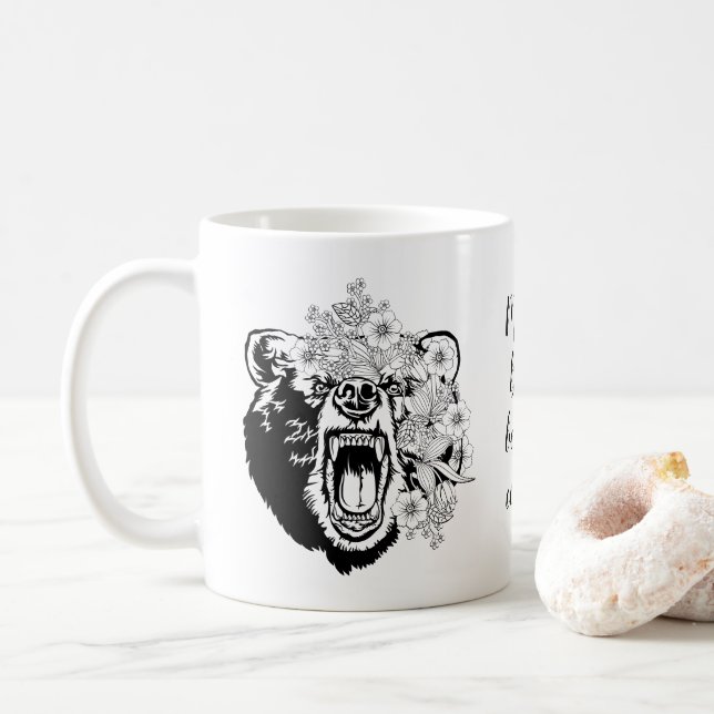 Mama Bear Before Coffee Funny Coffee Mug (With Donut)