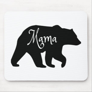 Mama Bear black and white Mouse Pad