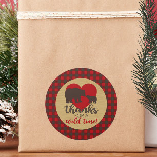 Mama Bear Buffalo Plaid Thank You Stickers