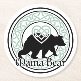 Mama Bear Celtic Circle of Love and Strength Round Paper Coaster