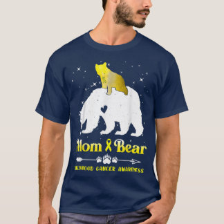 Mama Bear Childhood Cancer Awareness Month Gold Ri T-Shirt