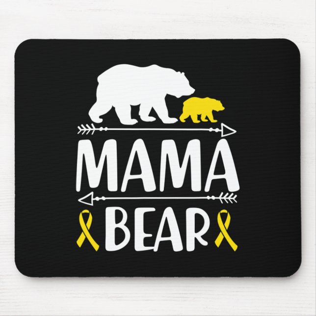 Mama Bear Childhood Cancer Awareness Mum Of A Warr Mouse Pad (Front)