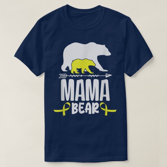 Mama Bear Childhood Cancer Awareness Mum Of A Warr T-Shirt (Design Front)