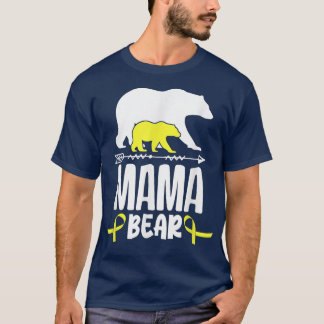 Mama Bear Childhood Cancer Awareness Mum Of A Warr T-Shirt