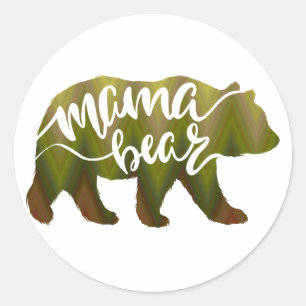 Mama  bear  - Choose background color Classic Round Sticker